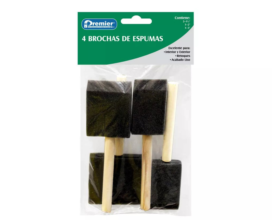 PREMIER SET DE BROCHA DE ESPUMA 4 PZ