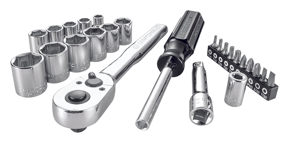 CRAFTSMAN JUEGO DE LLAVES Y DADOS 6 PUNTAS METRICO 3/8 DE 24 PIEZAS