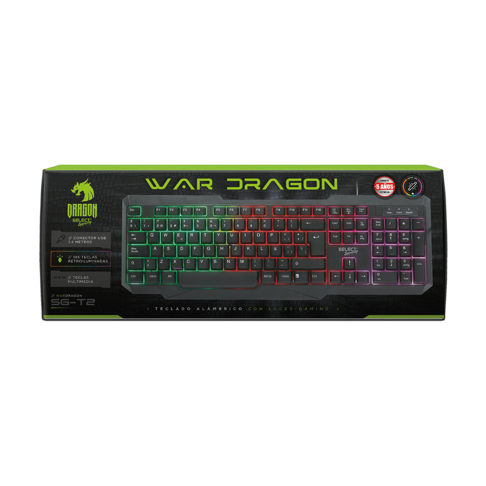 DRAGON TECLADO ALAMBRICO CON LUCES GAMING WAR