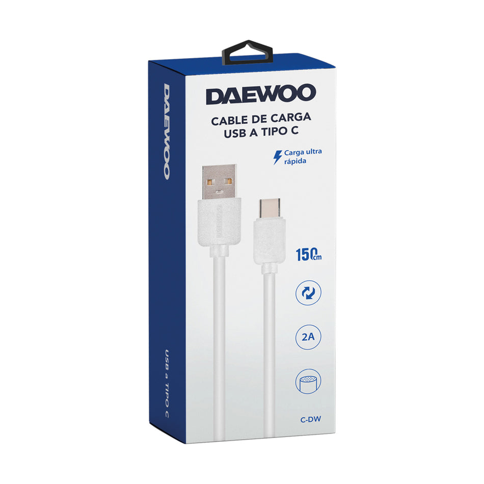 DAEWOO CABLE CARGADOR USB A TIPO C BLANCO