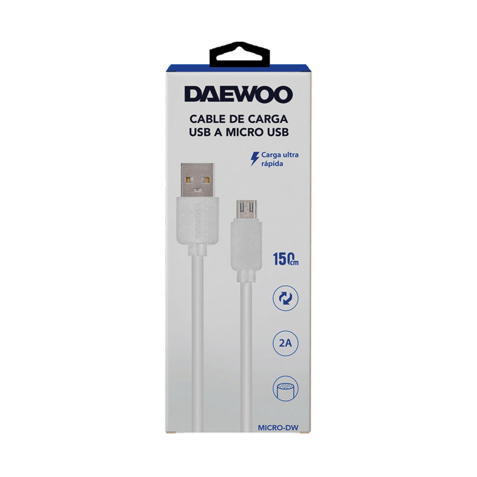 DAEWOO CABLE CARGADOR USB A MICRO USB BLANCO