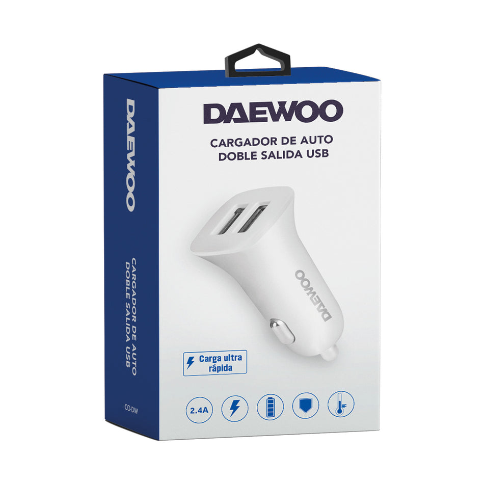 DAEWOO CARGADOR DE COCHE DOBLE SALIDA USB