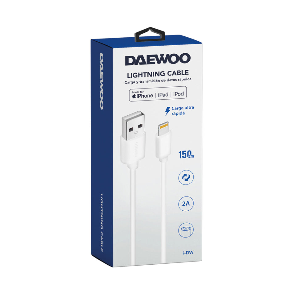 DAEWOO CABLE CARGADOR LIGHTNING PARA IPHONE IPAD Y IPOD
