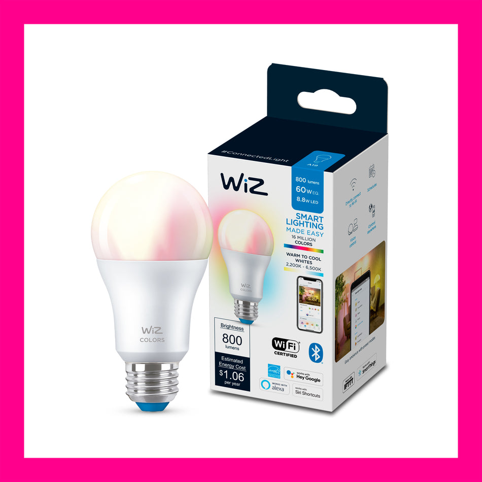 WIZ FOCO INTELIGENTE A19 LUZMULTICOLOR 8.8 WATTS LUZ BLANCA CONTROL POR WIFI