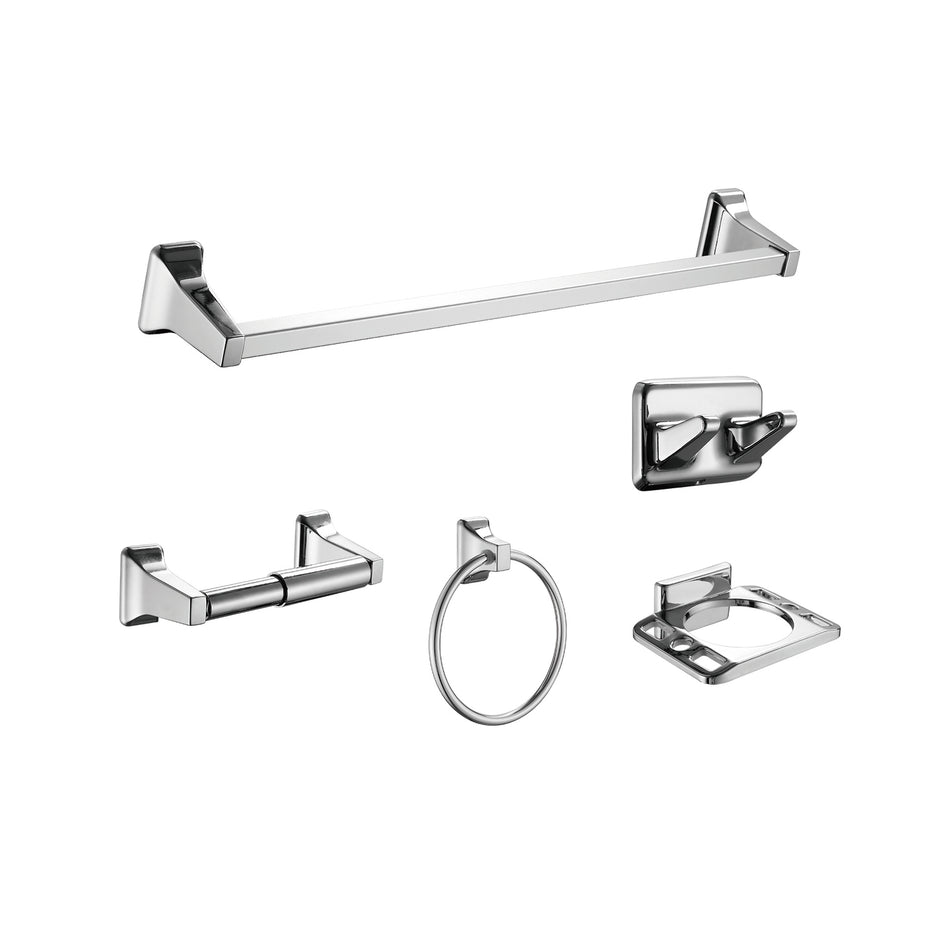 JUEGO DE ACCESORIOS DE BAÑO MODERNO 5 PIEZAS ACE CROMADO