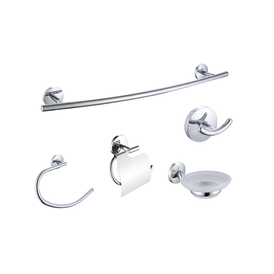 JUEGO DE ACCESORIOS DE BAÑO DE TRANSICION DE 5 PIEZAS ACE CROMADO
