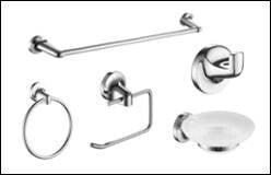 JUEGO DE ACCESORIOS DE BAÑO CON ACENTOS DE VIDRIO DE 5 PIEZAS ACE CROMADO