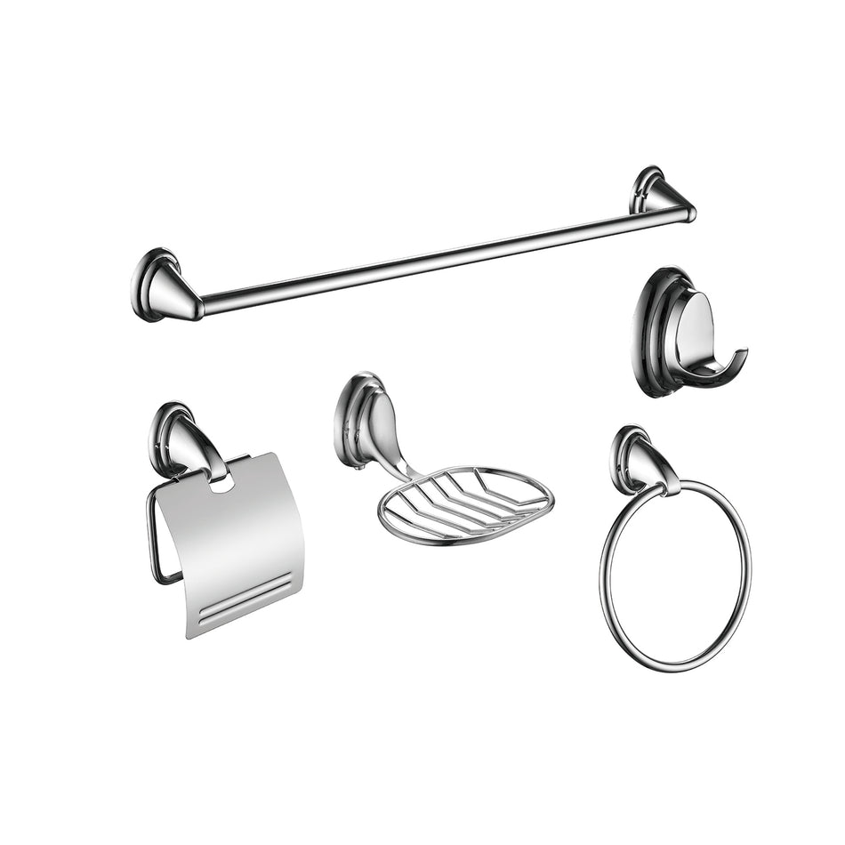 JUEGO DE ACCESORIOS DE BAÑO BASICO 5 PIEZAS ACE CROMADO