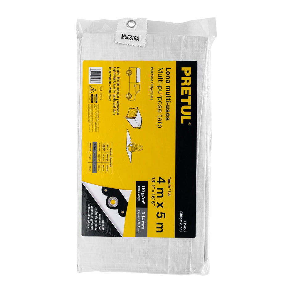 PRETUL LONA LP45B POLIETILENO BLANCO 4 X 5 METROS