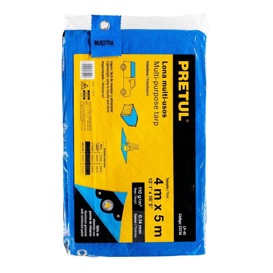PRETUL LONA LP45 POLIETILENO 4 X 5 METROS AZUL