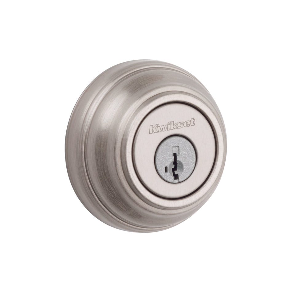 KWIKSET CERROJO RESIDENCIAL SENCILLO SERIE 980 EN ACABADO NIQUEL SATIN CON UNA EXCELENTE SEGURIDAD