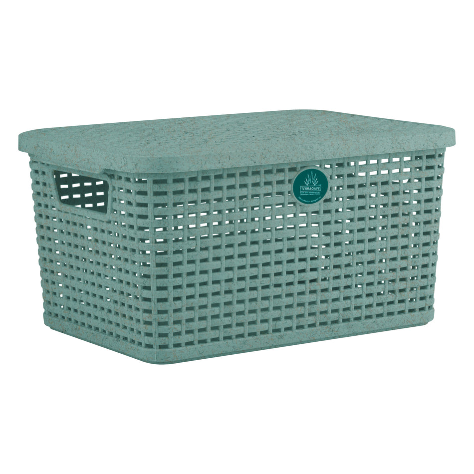 TERRAGAVE CAJA RATTAN CON TAPA CHICA AQUA 6L