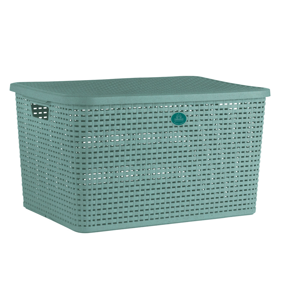 TERRAGAVE CAJA RATTAN CON TAPA MEDIANA AQUA 30L