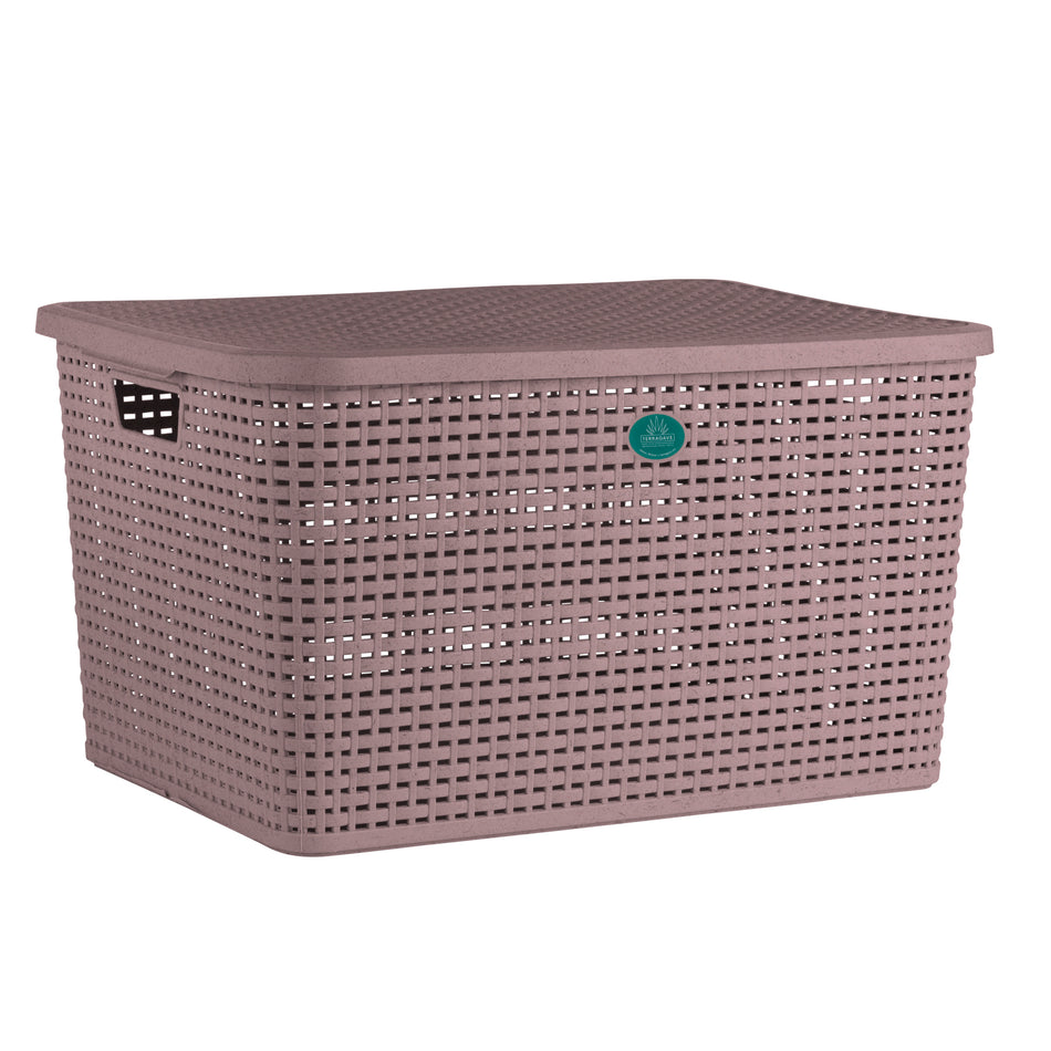 TERRAGAVE CAJA RATTAN CON TAPA MEDIANA ROSA 30L