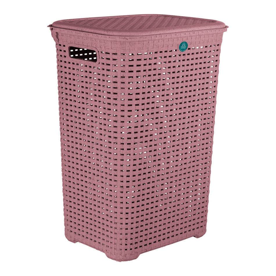 TERRAGAVE CESTO RATTAN CON TAPA ROSA 48L