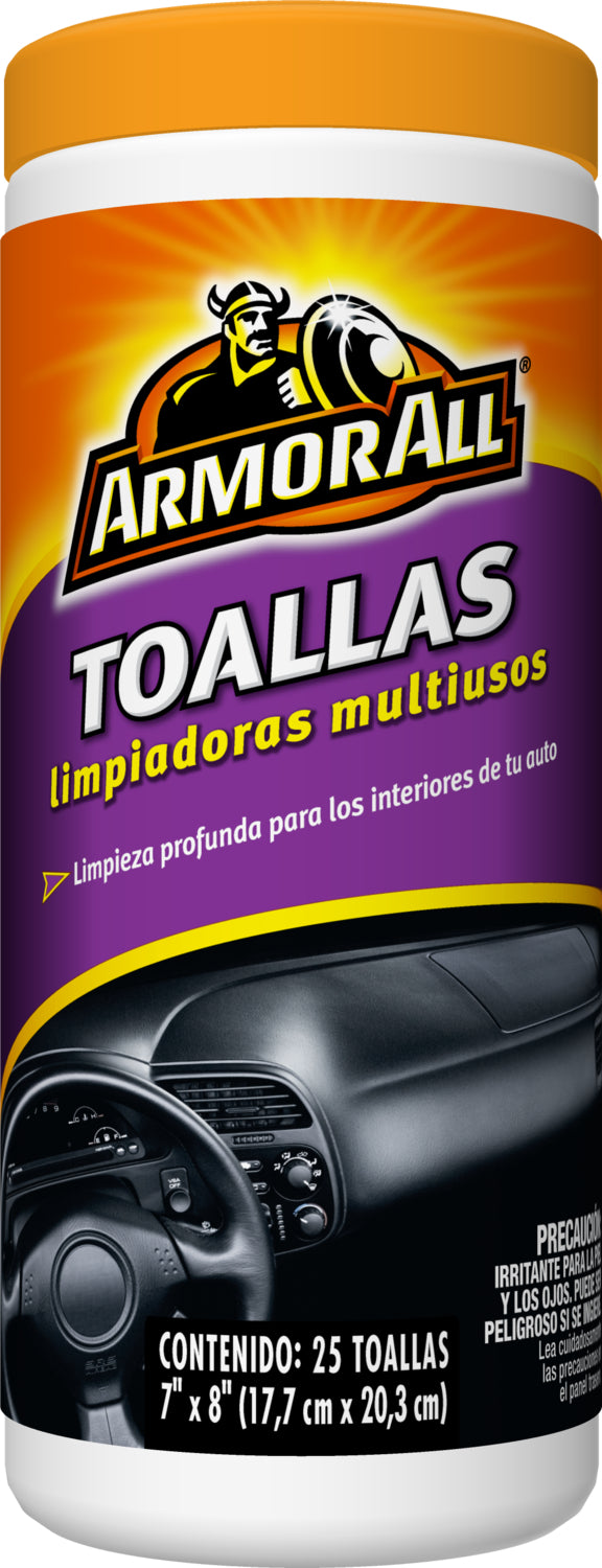 ARMOR ALL TOALLAS LIMPIADORAS MULTIUSOS 25PZS 17.7CM X 20.3 CM