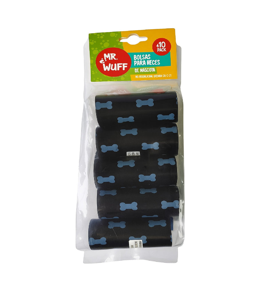 MR WUFF 10 BOLSAS PARA HECES PARA PERRO PACK 10 NEGRO