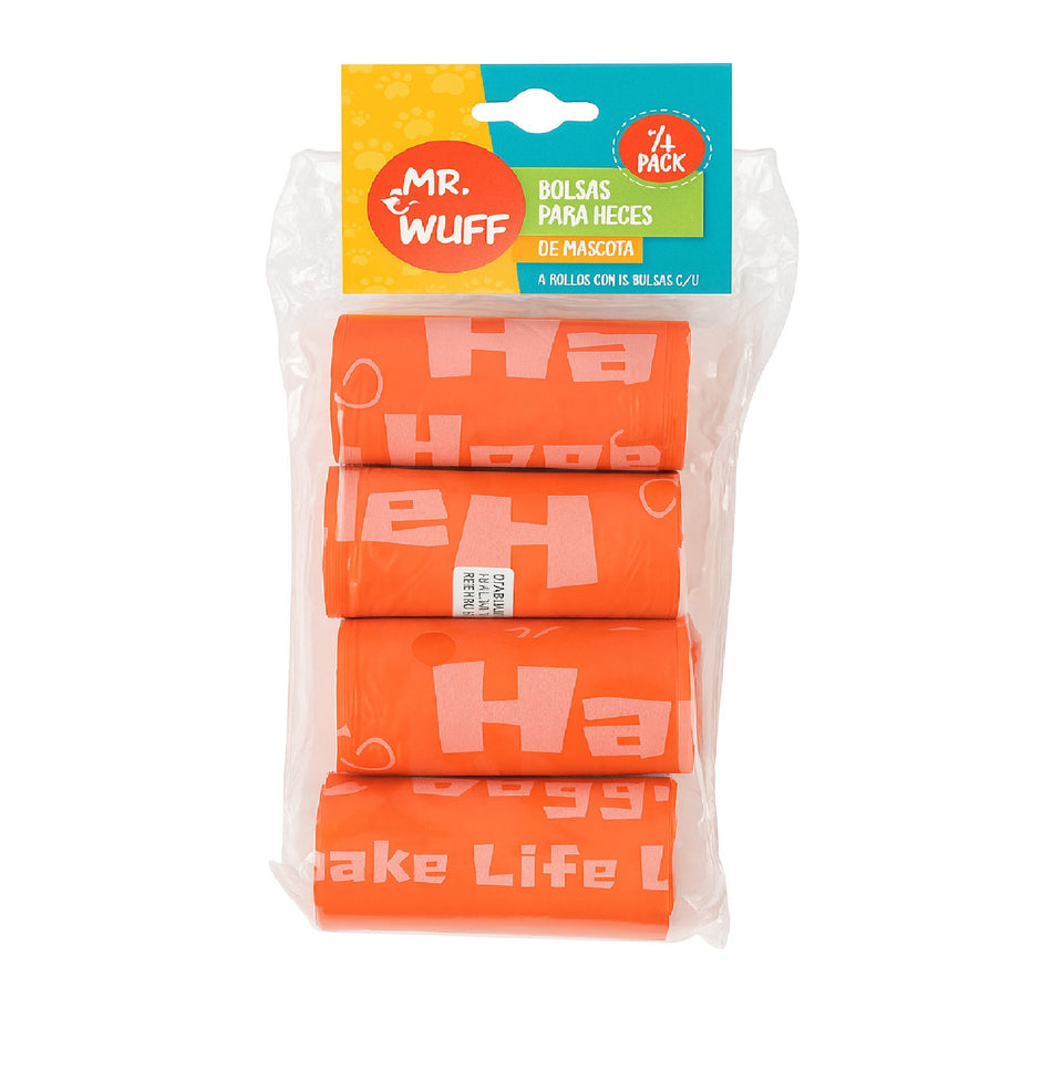 MR WUFF 4 BOLSAS PARA HECES PARA PERRO PACK 4 ROJO
