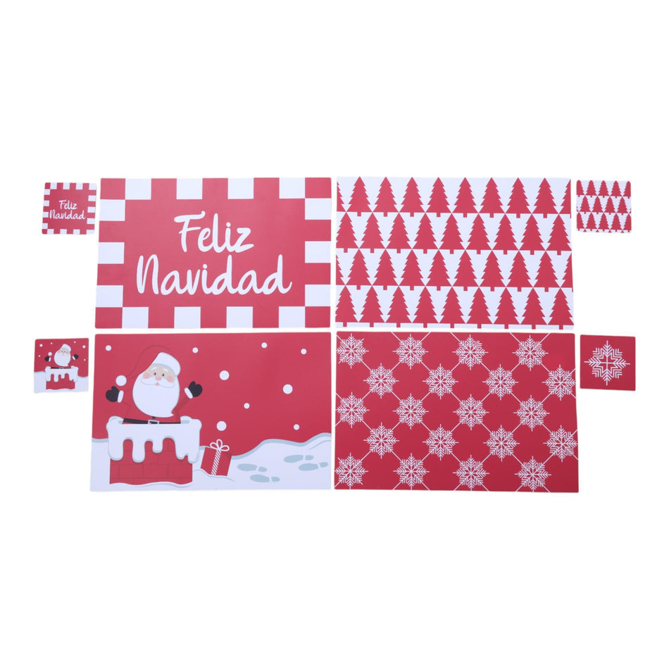 SANTINI JG INDIVIDUALES C/PORTAVASOS 8PZ 42X27.5X0.04CM ROJO