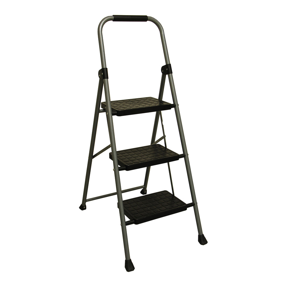 CUPRUM ESCALERITA DE ACERO 150KG DE 3 ESCALONES COLOR NEGRO/GRIS