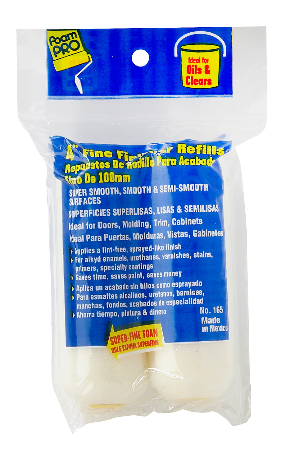 FOAM PRO REPUESTO PARA RODILLO SUPERFICIES SUPER LISAS, LISAS Y SEMILISAS ACABADO FINO 2PZ (10.16CM)