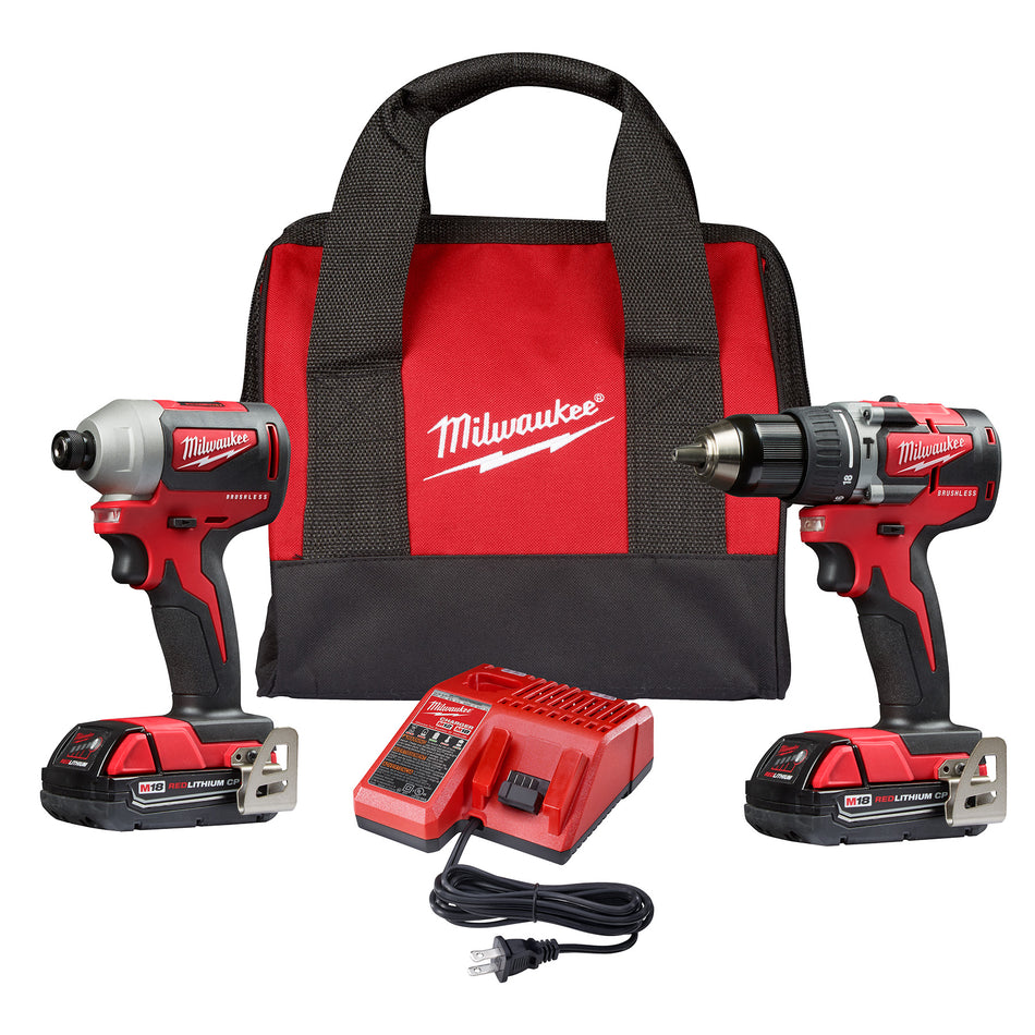 MILWAUKEE COMBO TALADRO Y LLAVE D/IMPACTO M18 BRUSHLESS MD. 2900-22CT CC/CARG2 BATERIASBOLSA