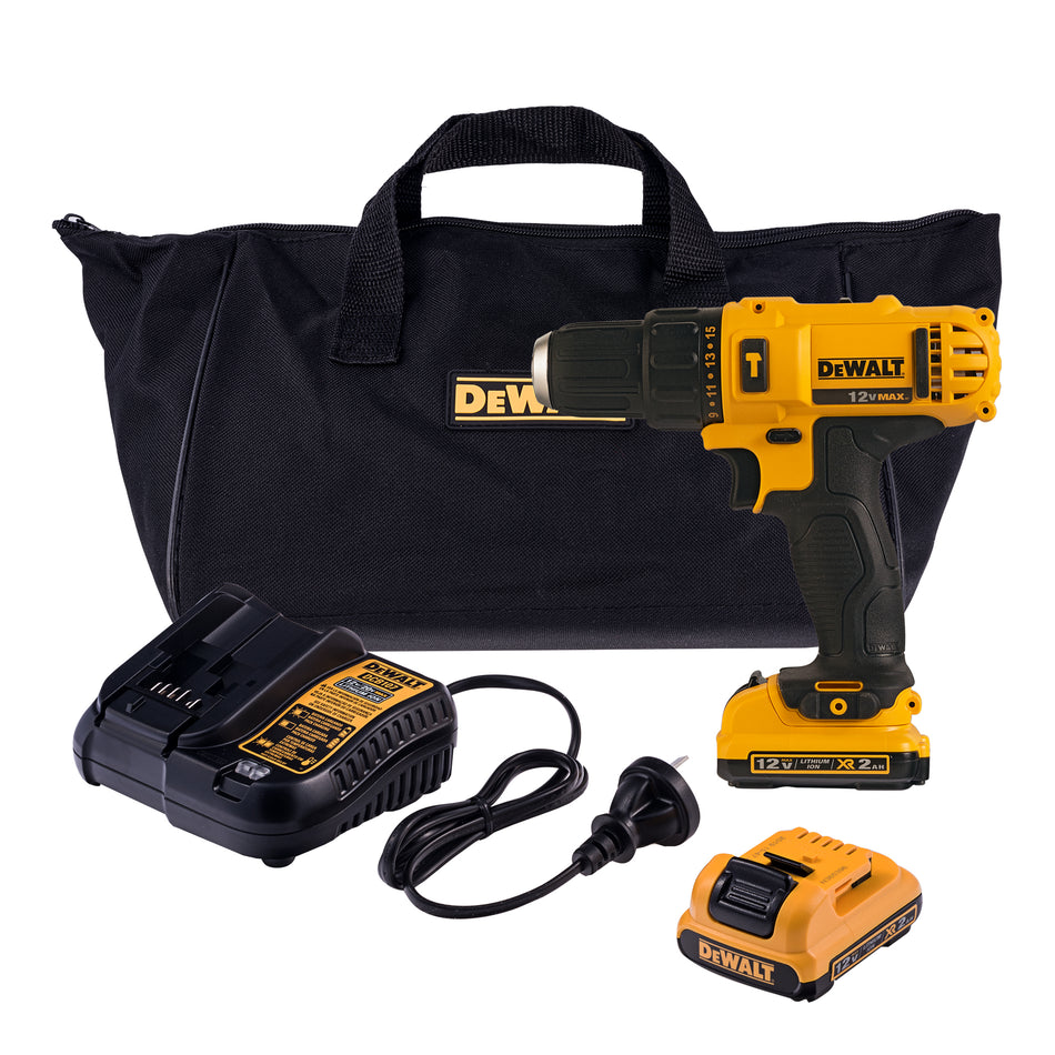 DEWALT ROTOMARTILLO INALAMBRICO 12V MAX MODELO DCD716D2-B3 BROQUERO 3/8 CON CARGADOR 2 BATERIAS