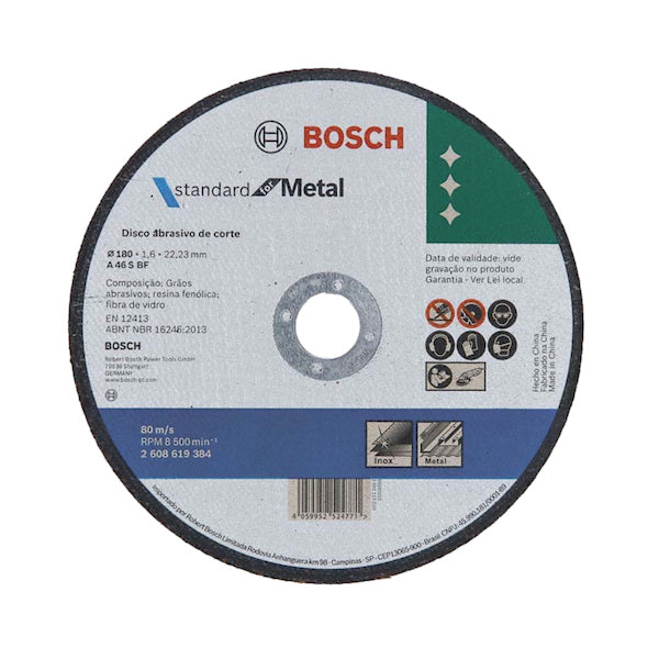 BOSCH DISCO ABRASIVO DE CORTE STANDARD PARA METAL CENTRO RECTO 7X1.6MM