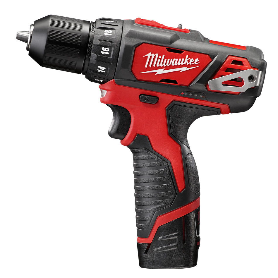 MILWAUKEE TALADRO ATORNILLADOR INALAMBRICO M12 MODELO 2407-22 BROQUERO 3/8 CON CARGADOR 2 BATERIAS