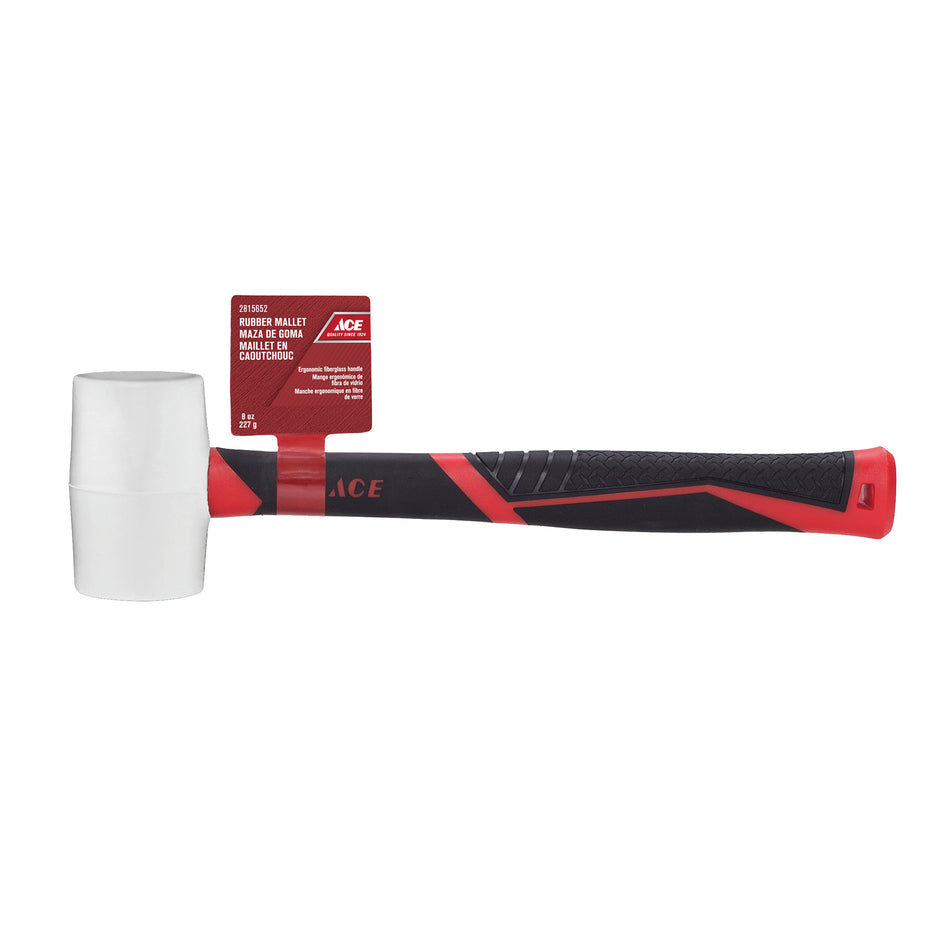ACE MAZO DE GOMA CON MANGO DE FIBRA DE VIDRIO 8OZ BLANCO