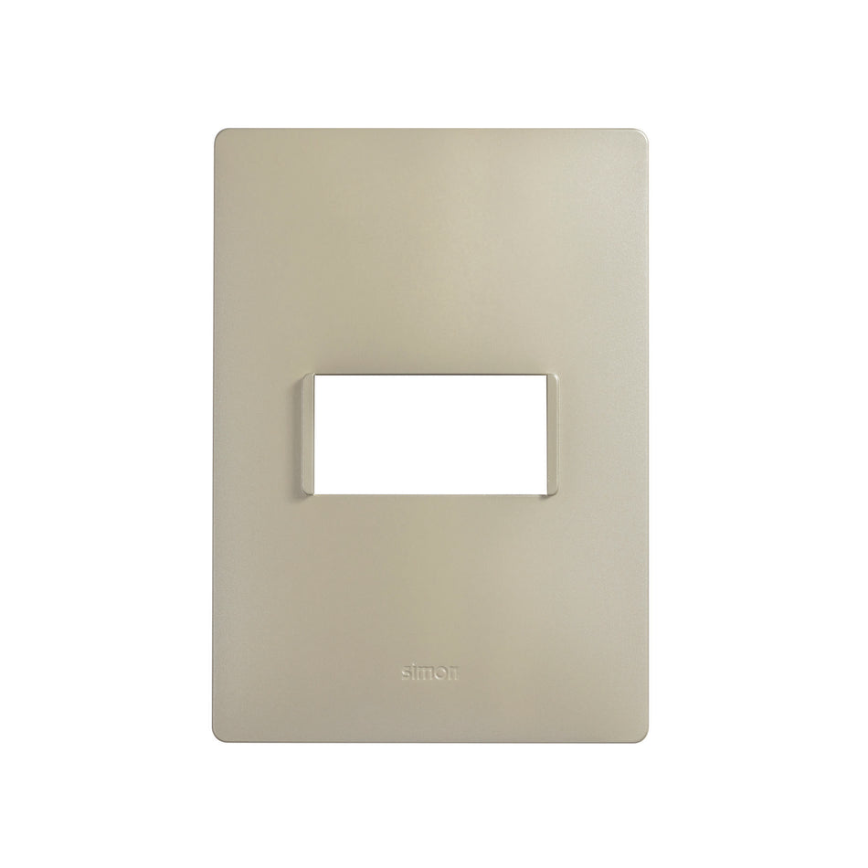 SIMON PLACA 1 MODULO COLOR ORO BLANCO CON CHASIS BLANCO