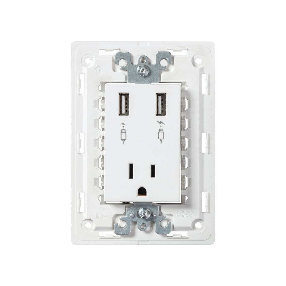 SIMON TOMACORRIENTE 2PYT CON 2 CARGADORES USB BLANCO