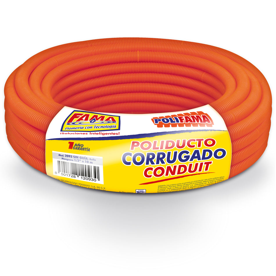 FAMA POLIDUCTO CORRUGADO CONDUIT SIN GUIA 1/2PULG X 10 MTS