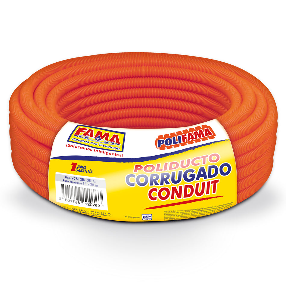 FAMA POLIDUCTO CORRUGADO CONDUIT SIN GUIA 1PULG X 20 MTS