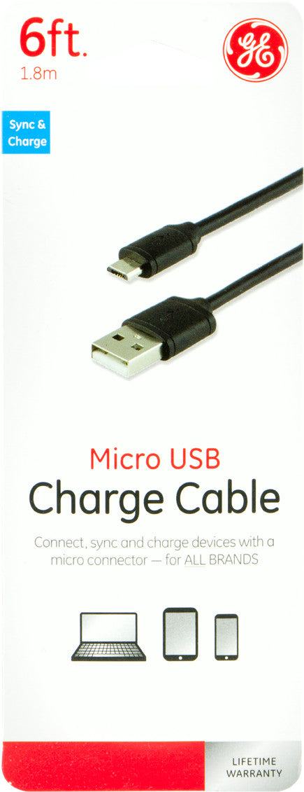 GE CABLE MICRO USB 6FT NEGRO