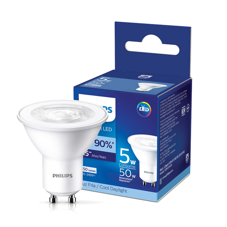 PHILIPS FOCO LED ESSENTIAL LUZ FRIA PAR16 GU10 5 WATTS