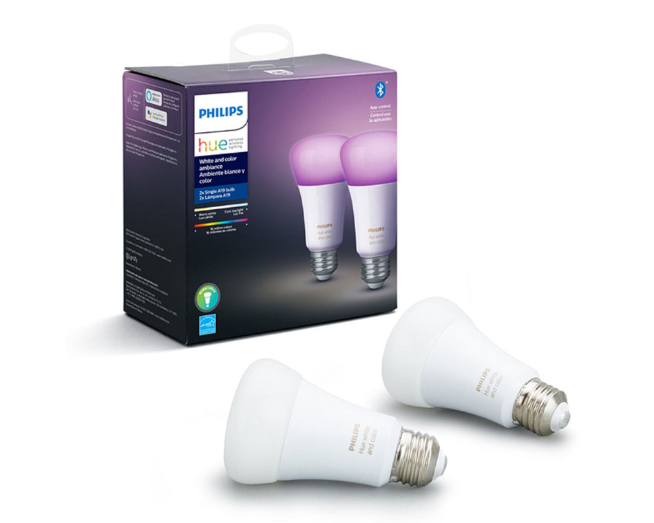 PHILIPS HUE MULTICOLOR A19 9.5 WATTS 2 PACK