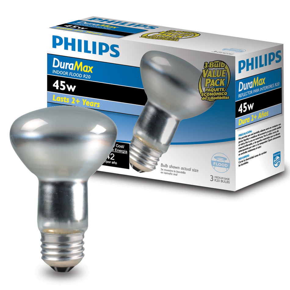PHILIPS REFLECTOR LED R20 45 WATTS 3 PACK