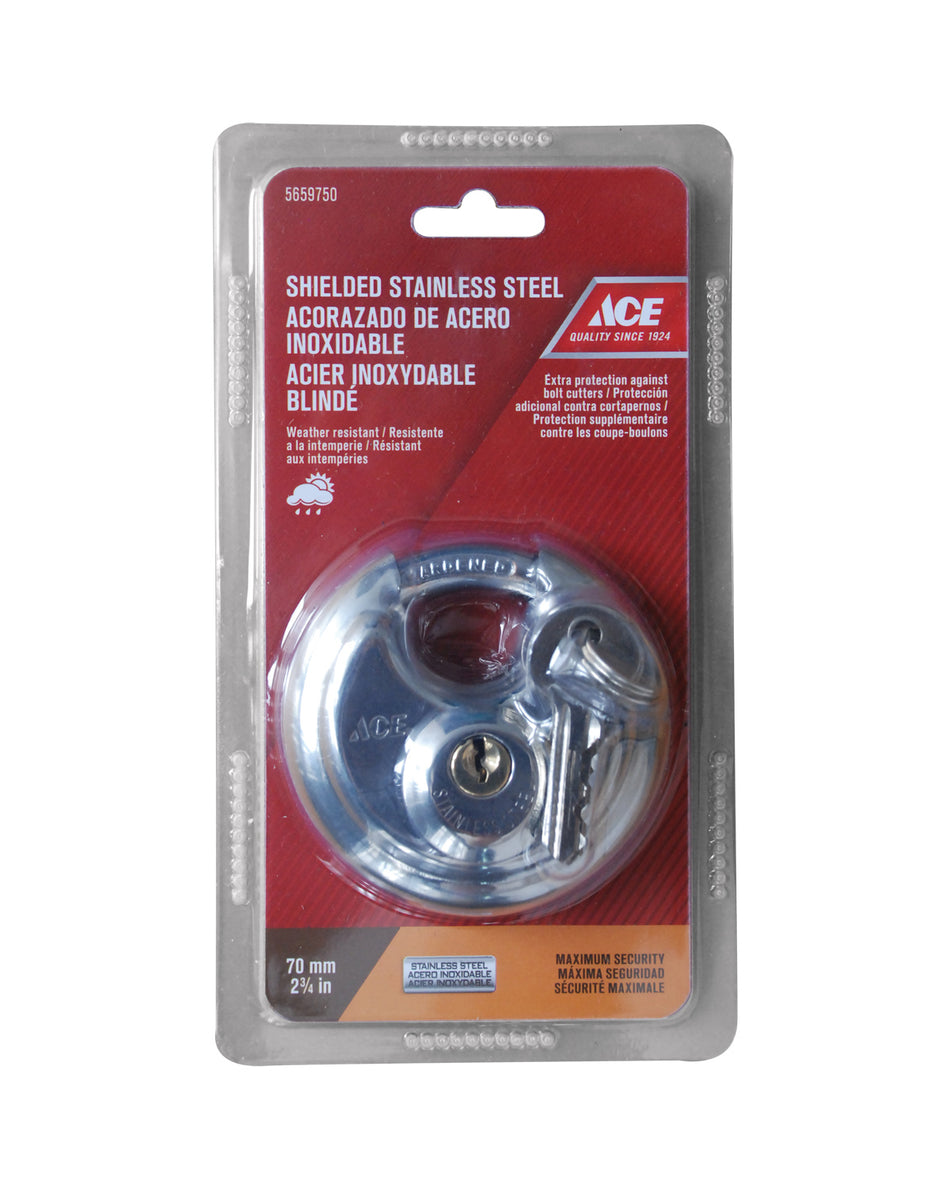 ACE CANDADO DISCO 70MM (2 3/4IN) ACERO INOXIDABLE