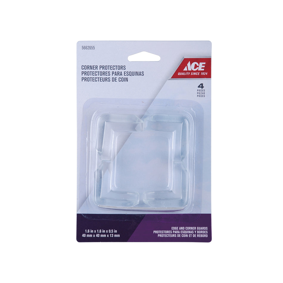 ACE PROTECTOR DE ESQUINA 4CM X 4CM X 1.3CM (1.6IN X 1.6IN X .5IN) PLASTICO CLARO 4 PIEZAS