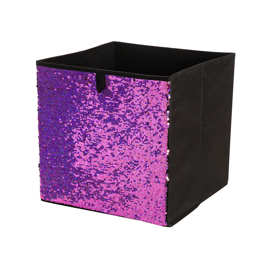 NEU HOME CUBO ALMACENAMIENTO SEQUIN ROSA Y NEGRO