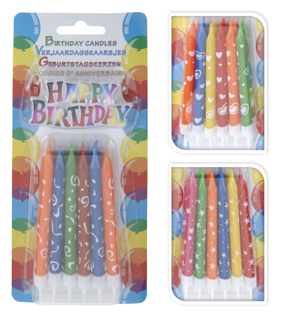 PARTY COLLECTION VELAS DE CUMPLEAÑOS 12PZAS 3AS