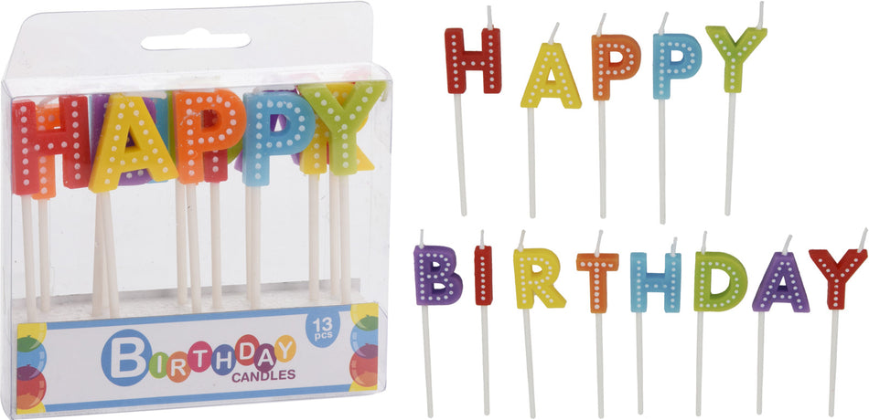 PARTY COLLECTION VELAS DE HAPPY BIRTHDAY COLORES