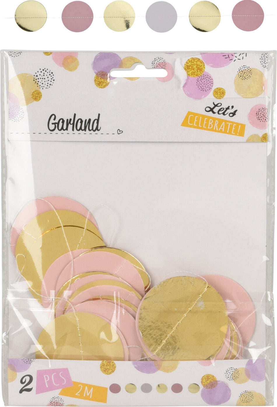 PARTY COLLECTION GUIRNALDA DE BORLAS ROSA Y DORADO