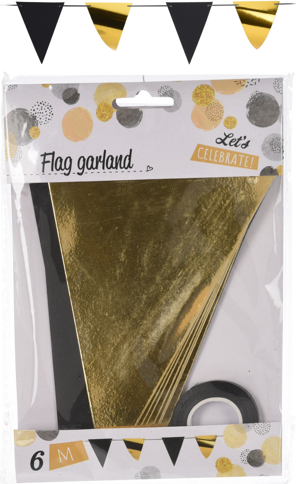 PARTY COLLECTION BANDERITAS DORADO NEGRO