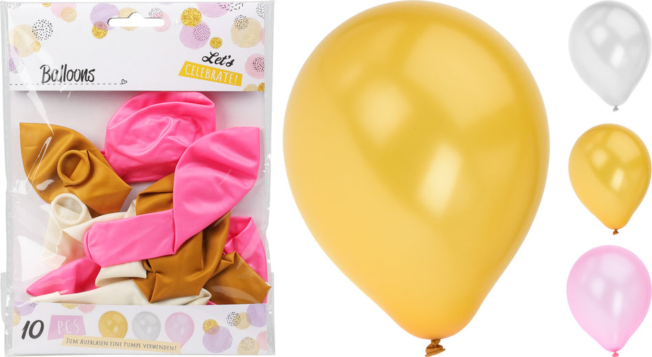 PARTY COLLECTION GLOBOS DORADO NEGRO ROSA