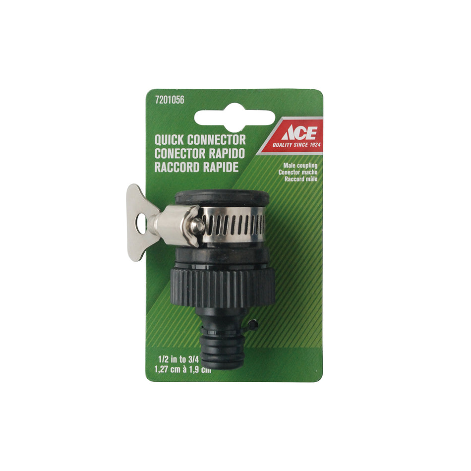 ADAPTADOR GRIFO SNAP IN MACHO 1.27CM .5IN A 1.90CM .75IN PLASTICO METAL NEGRO ACE