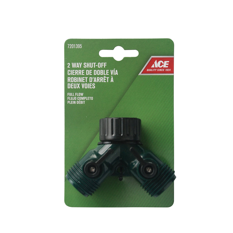 CONECTOR Y MANGUERA DE PLASTICO CON VALVULAS DE CIERRE AJUSTABLES DOBLES VERDE Y NEGRO ACE