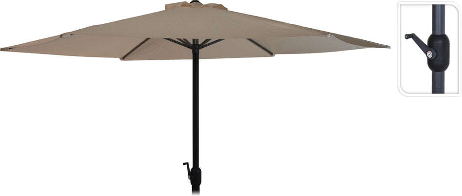 PRO GARDEN PARASOL TAUPE CON 3 METROS DE DIAMETRO Y SOPORTE DE ALUMINIO