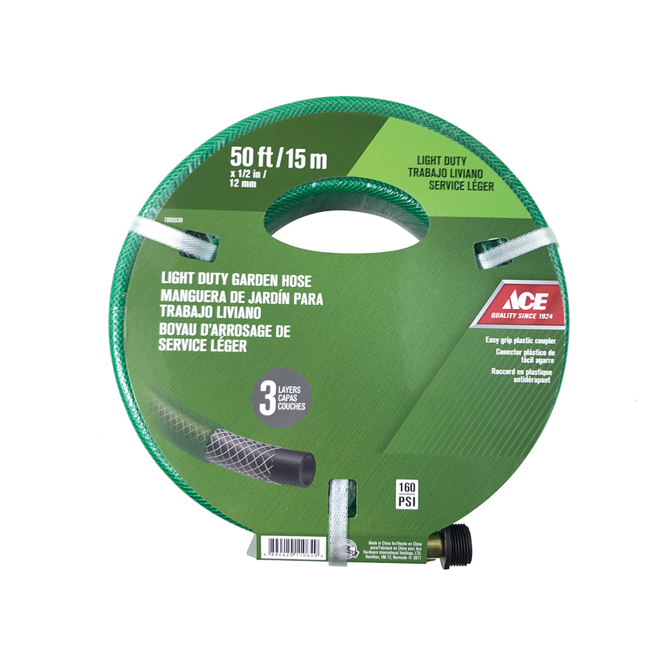 ACE MANGUERA DE JARDIN PARA USO LIGERO 50 PIES X 1/2 PULG. (15.2 M X 12.7 MM) ACOPLADOR